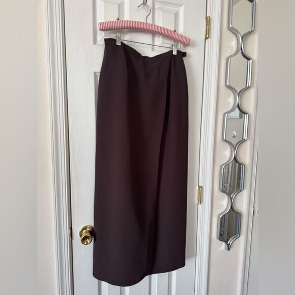 Worthington Brown Faux Wrap Maxi Skirt Size 10T - Picture 6 of 10